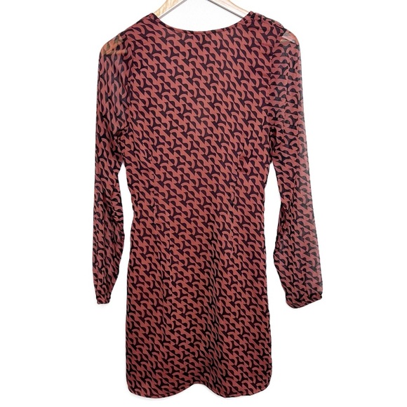 NWT A New Day Women's Ruched V Neck Long Sleeve Geometric Print Mini Dress - Picture 8 of 16